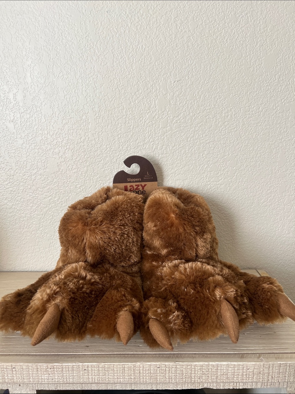 Lazy One Brown Plush Monster Paw Slippers for Women